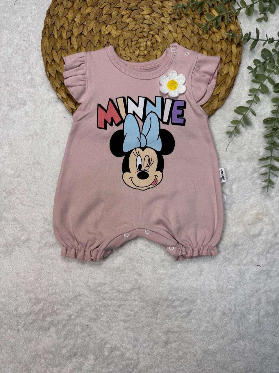 Kız Bebek Mickey Mouse Baskılı Tulum