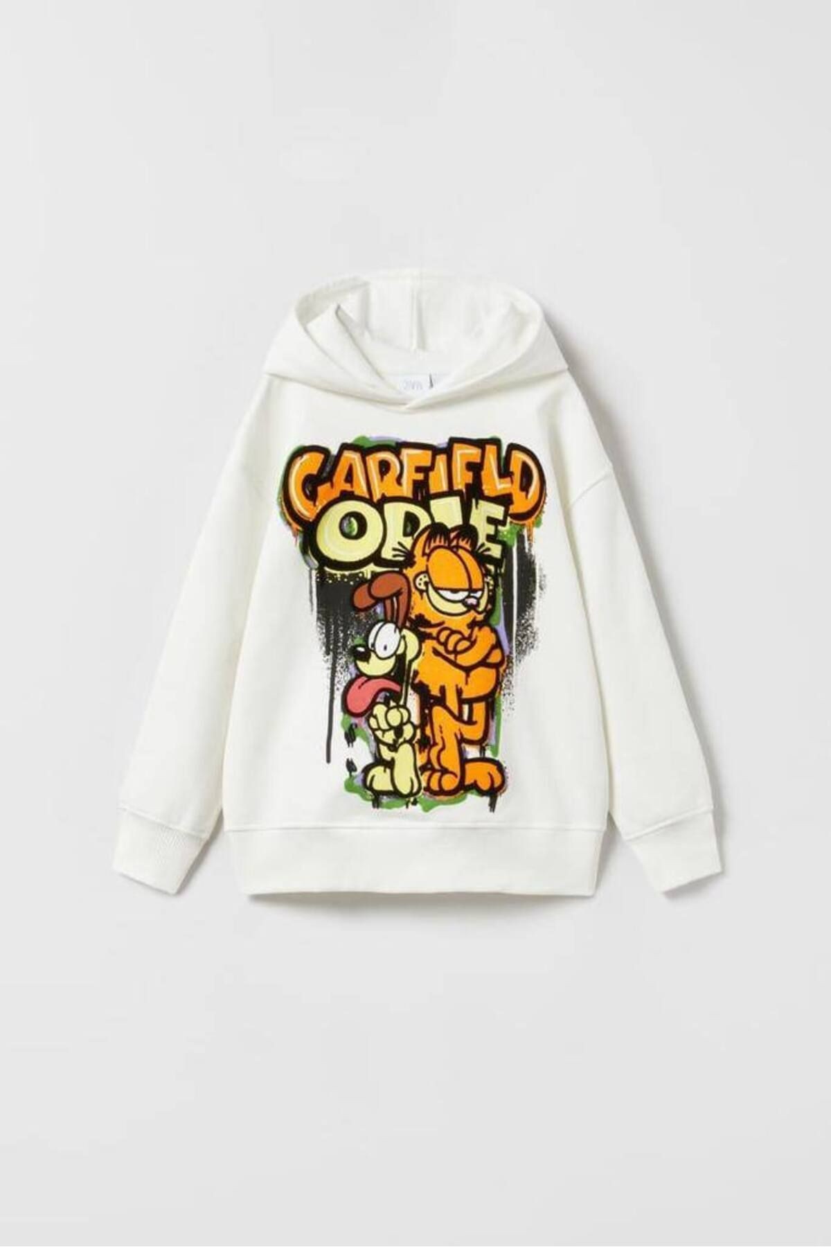 Marka Garfield Baskılı Unisex Çocuk Sweatshirt