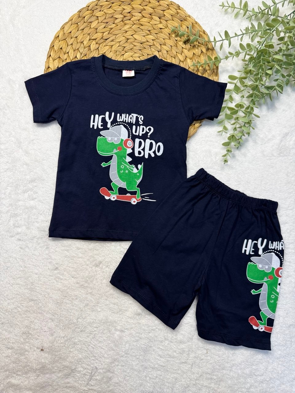 Erkek Bebek&Çocuk Dinazor Baskılı 2li Takım - lacivert