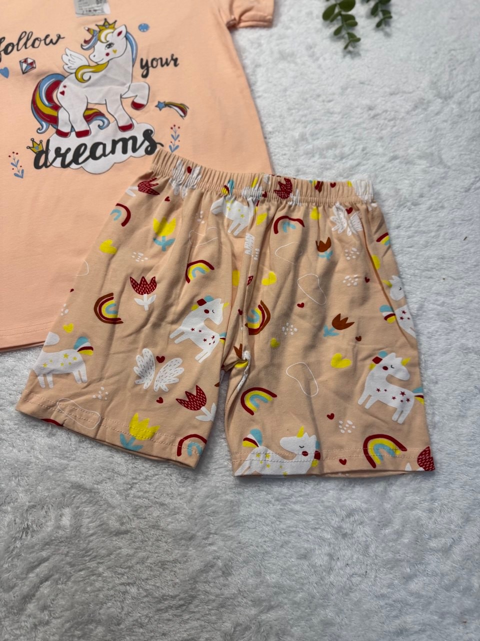 Kız Çocuk Ponny Baskılı %100 Pamuk Şortlu Pijama Takımı