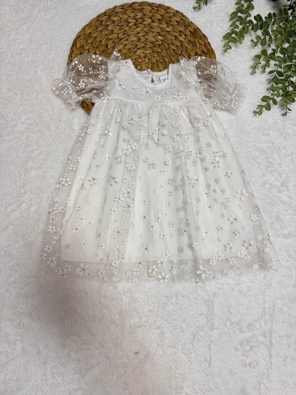 Kız Çocuk Papatya Desenli İçi Astarlı Elbise