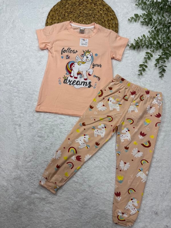 Kız Çocuk Ponnyli %100 Pamuk Pijama Takımı