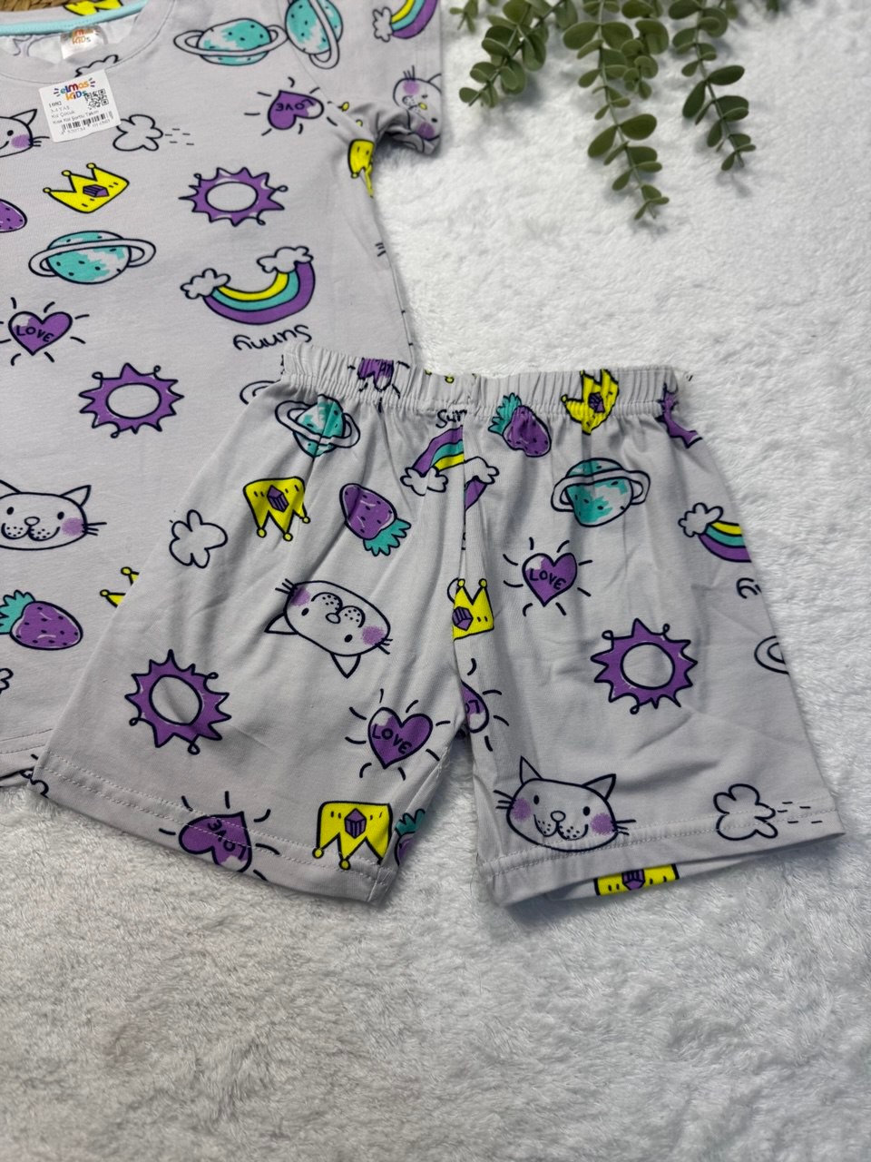 Kız Çocuk %100 Pamuk Şortlu Pijama Takımı
