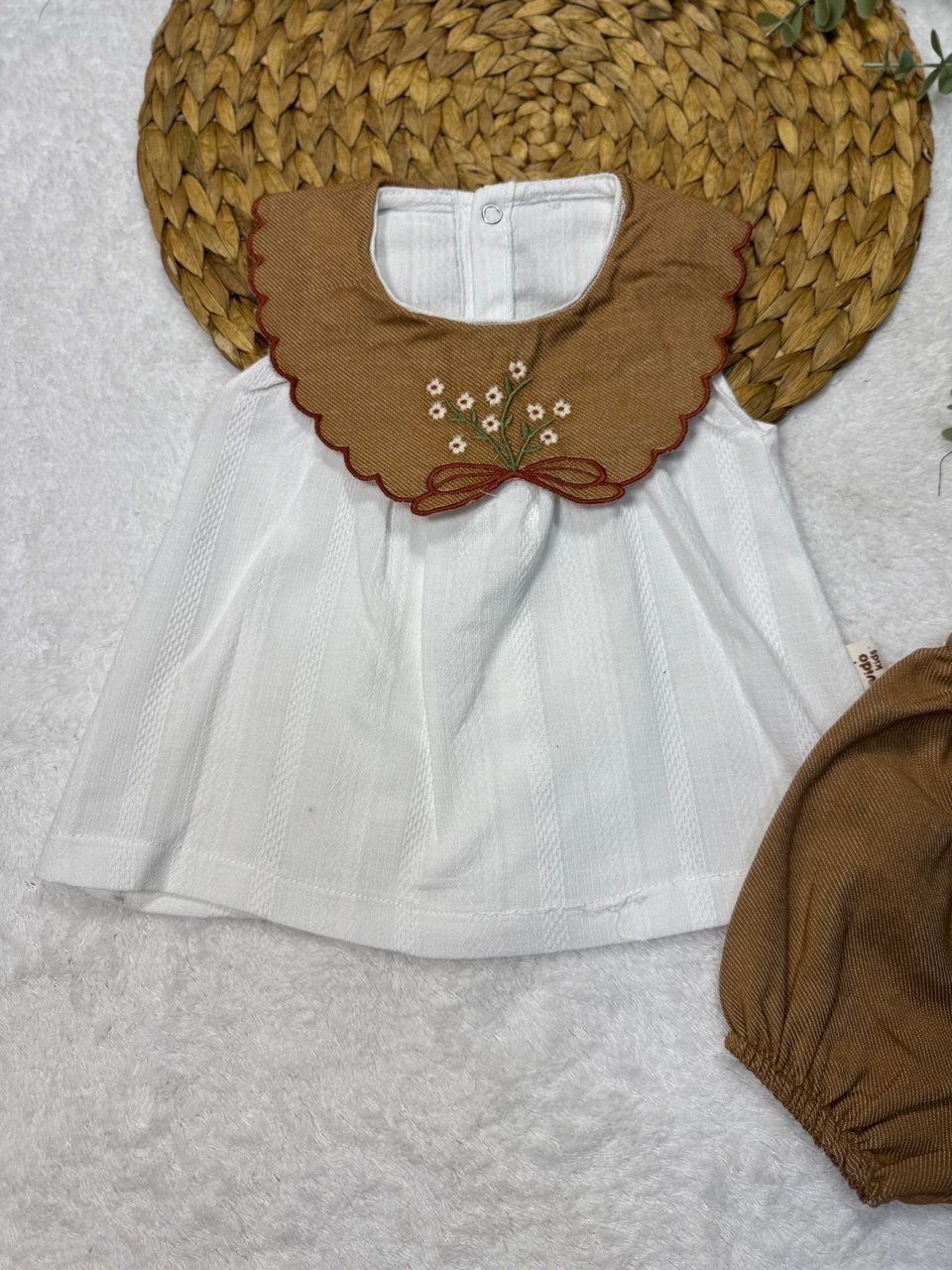 Kız Bebek Bebe Yakalı Nakışlı 2li Takım