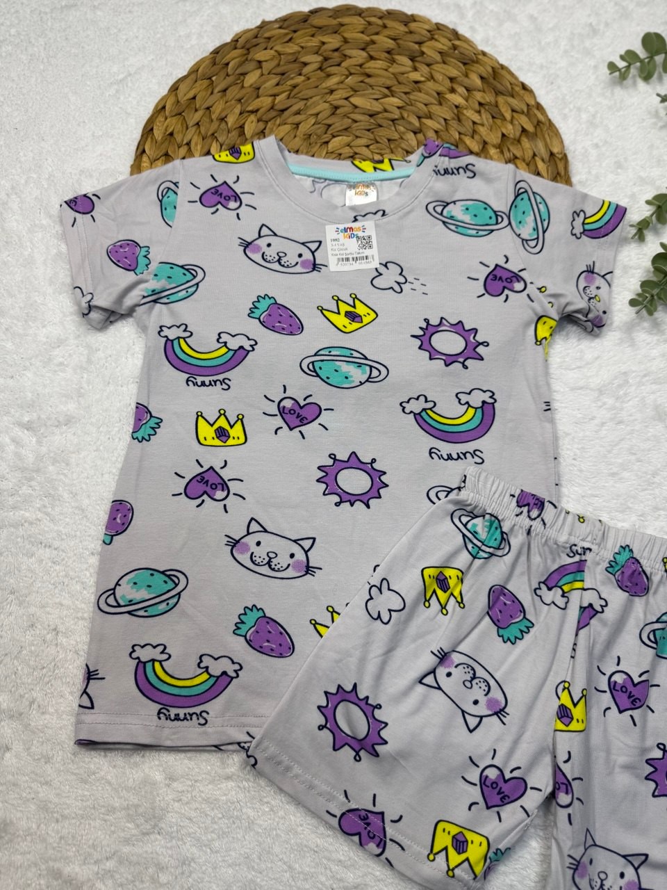 Kız Çocuk %100 Pamuk Şortlu Pijama Takımı