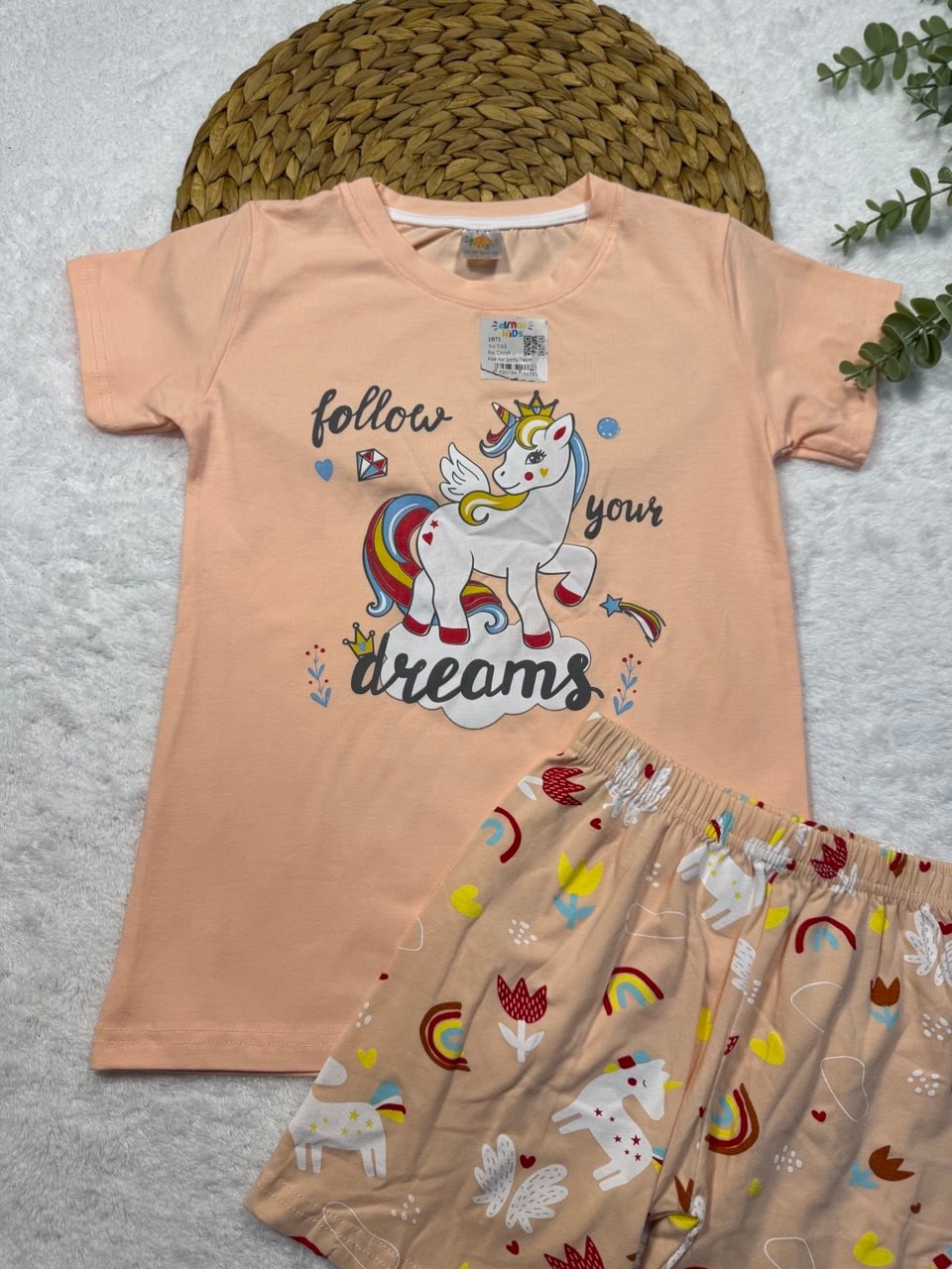 Kız Çocuk Ponny Baskılı %100 Pamuk Şortlu Pijama Takımı