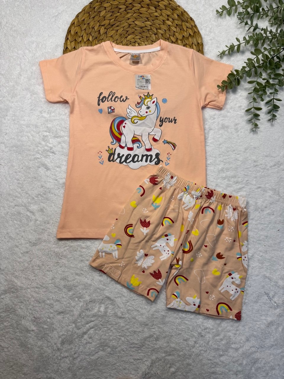 Kız Çocuk Ponny Baskılı %100 Pamuk Şortlu Pijama Takımı