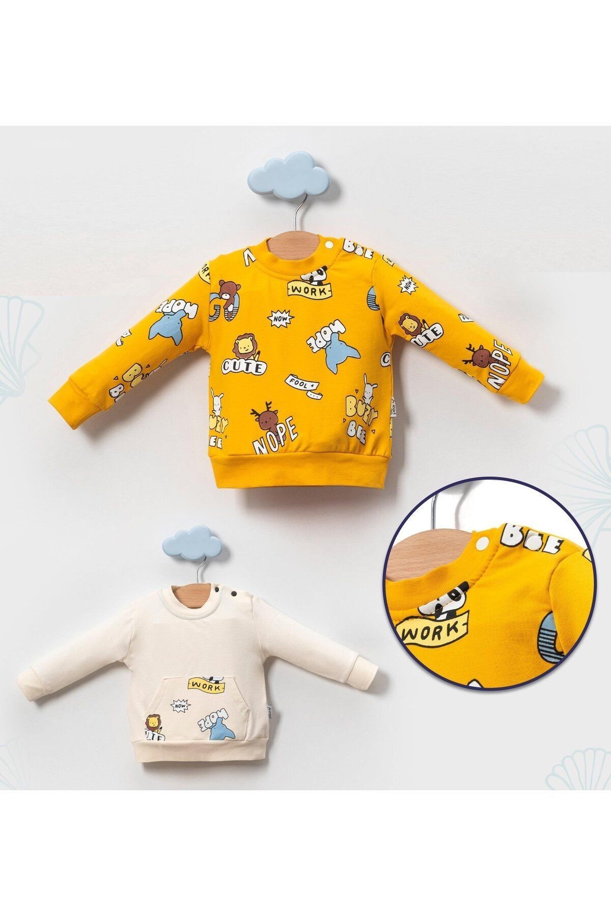 Sevimli Hayvan Baskılı Erkek Bebek Sweatshirt - 12-18 ay