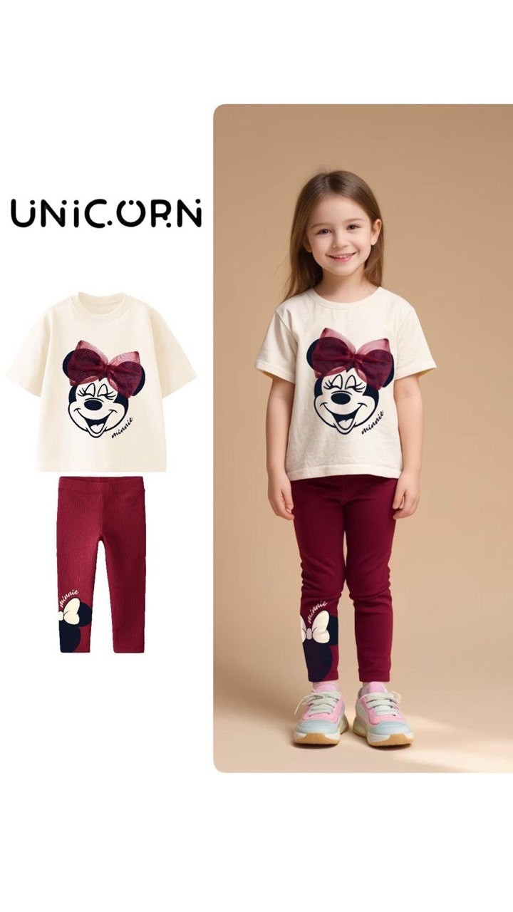 Kız Çocuk Mickey Desenli Taytlı T-shirtlü 2li Takım