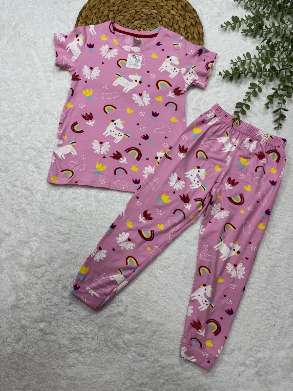 Kız Çocuk Pembe Ponny Karakterli %100 Pamuk Pijama Takımı