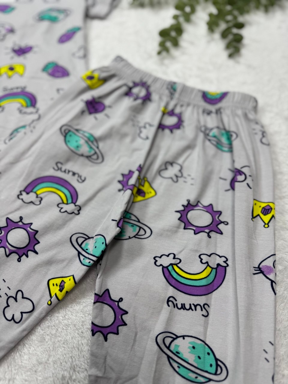 Kız Çocuk Lila %100 Pamuk Pijama Takımı