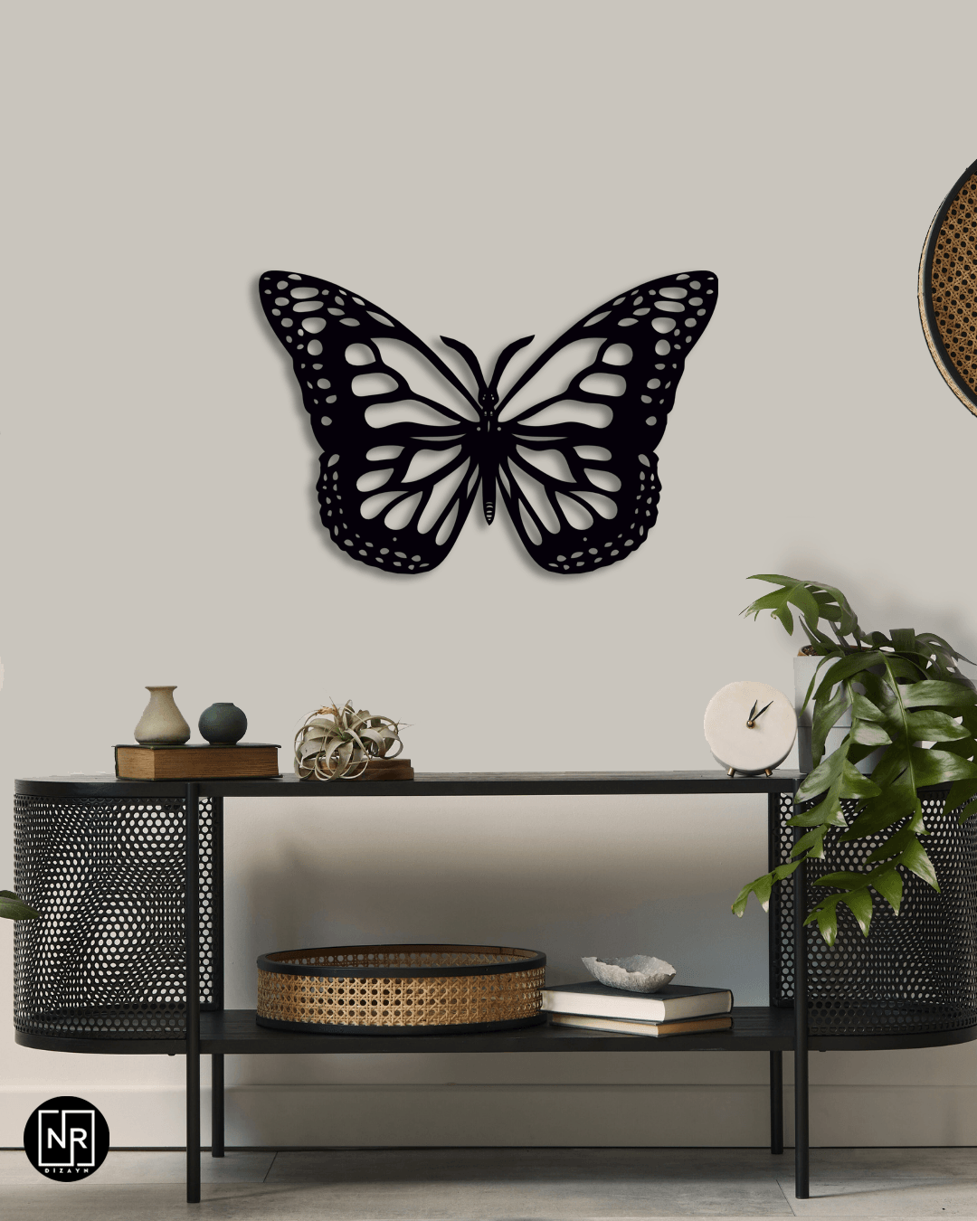 Metal Wall Painting with Butterfly Motif