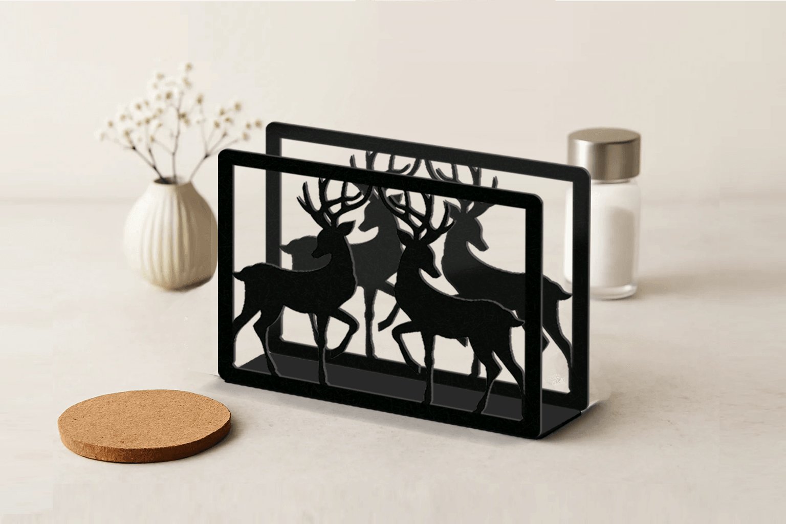 Checkered Metal Napkin Holder Model image