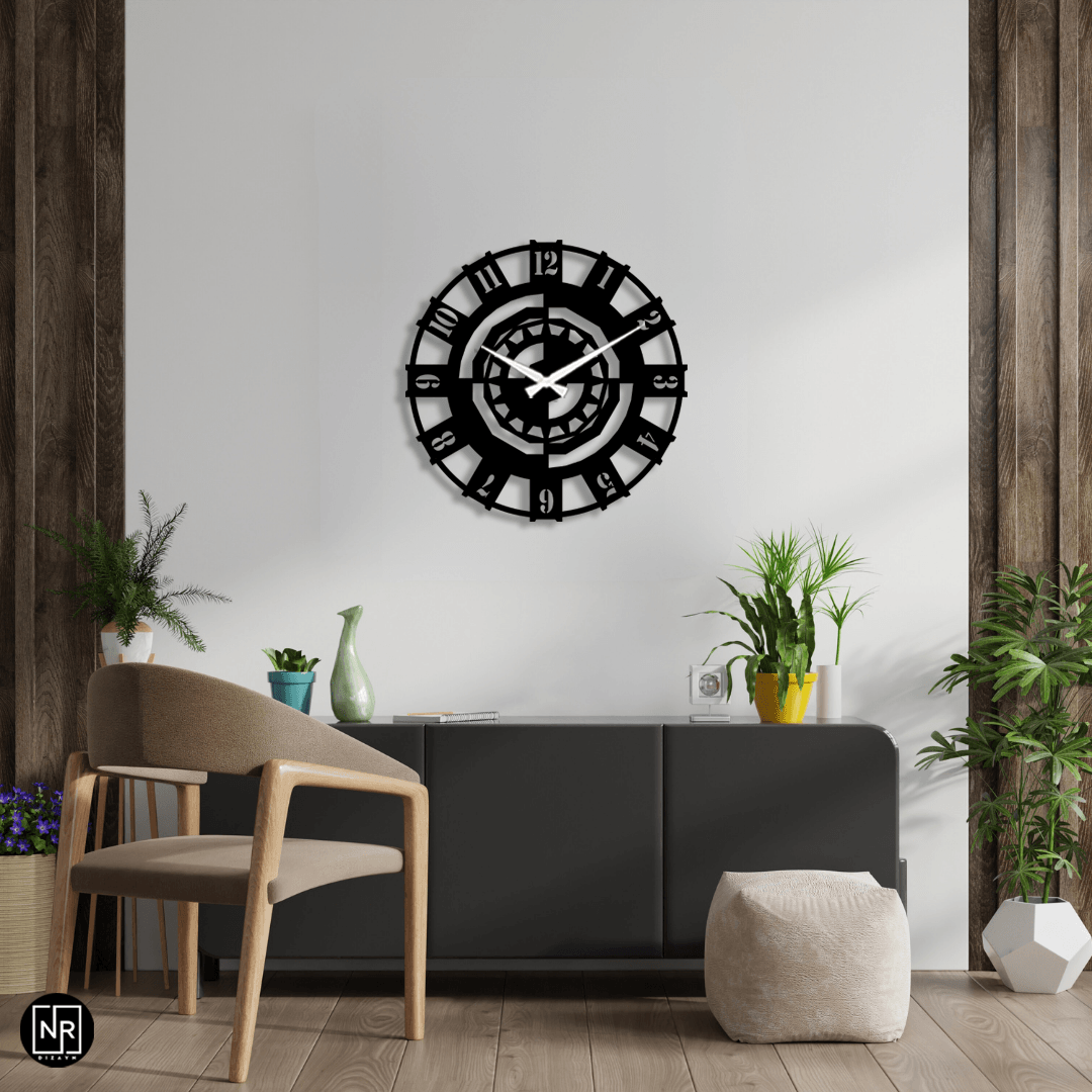 Decorative Metal Wall Clock with Mechanical Motif