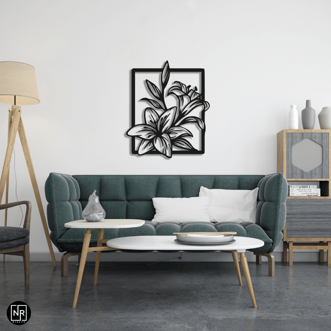 Decorative Metal Painting with Flower Motif