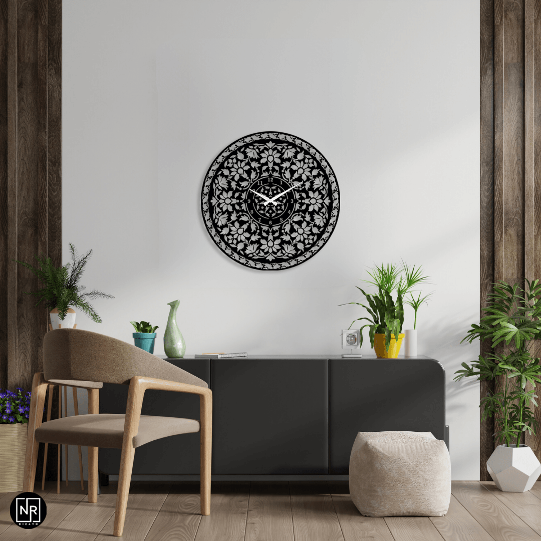 Metal Wall Clock with Islamic Motif