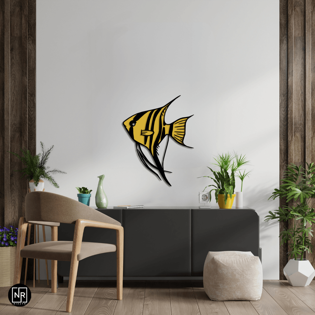 Striped Angelfish Decorative Metal Painting