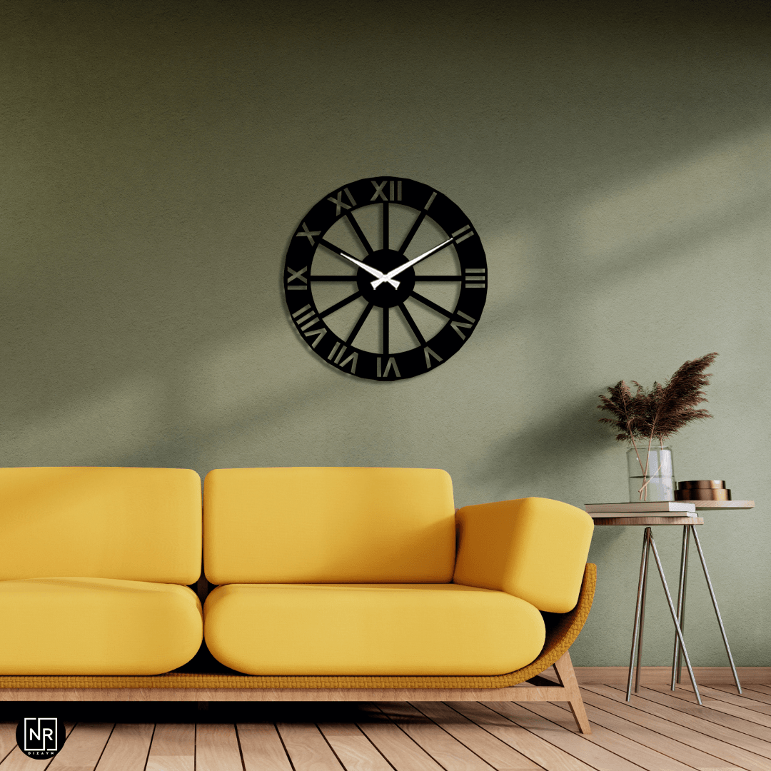 Classic Metal Wall Clock with Roman Numerals