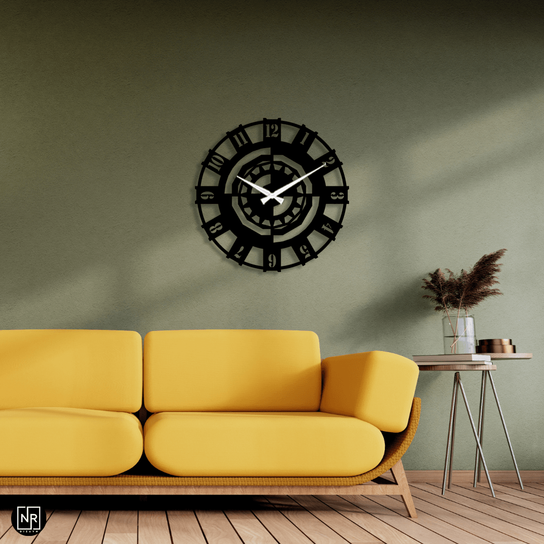 Decorative Metal Wall Clock with Mechanical Motif