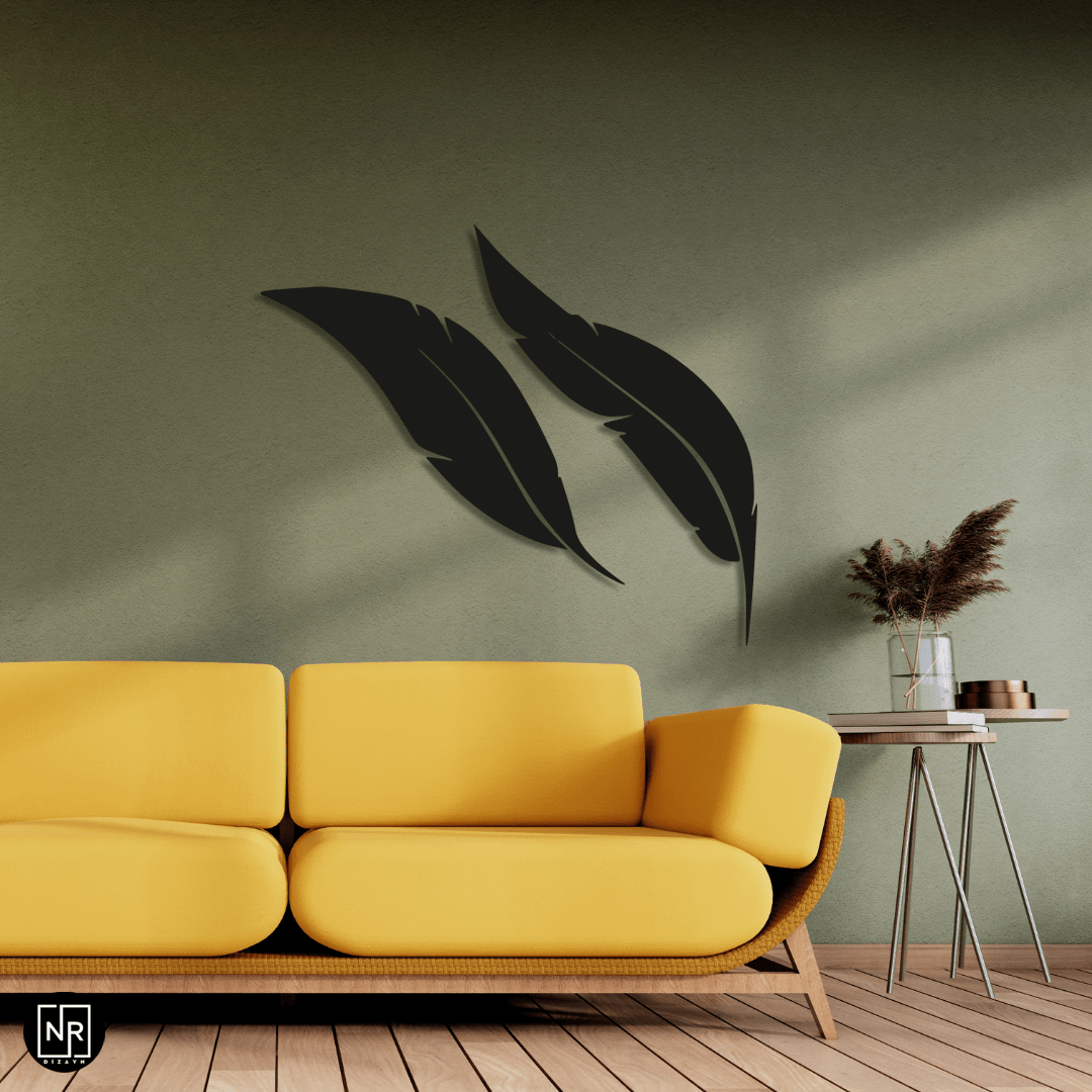 Bird Feather Decorative Metal Wall Painting