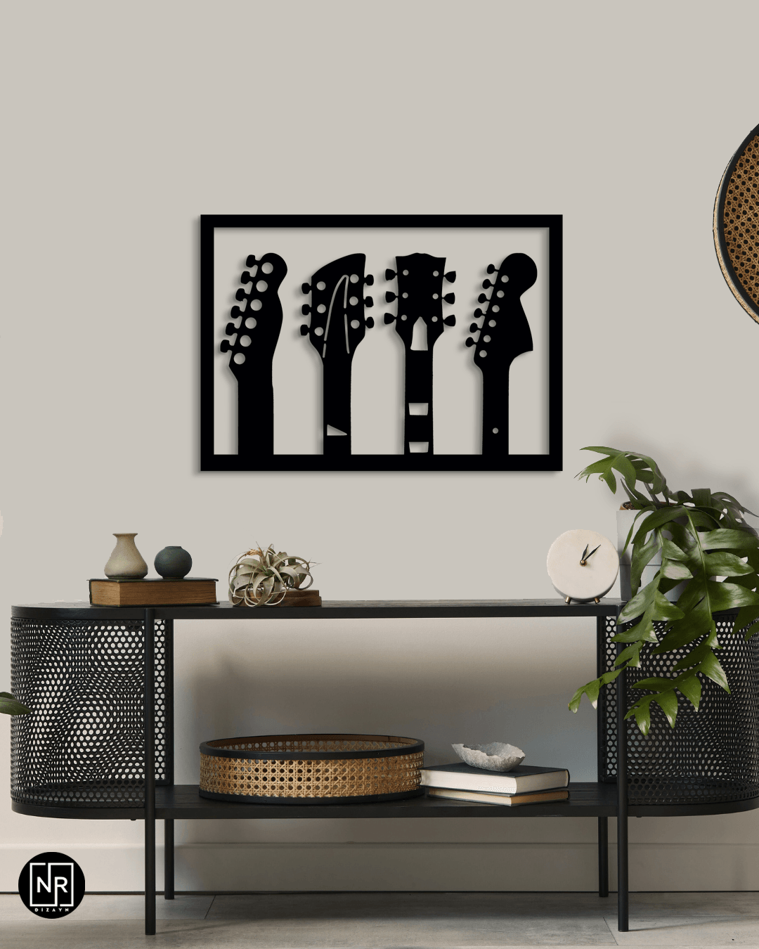 Set of 4 Guitar Decorative Metal Wall Art