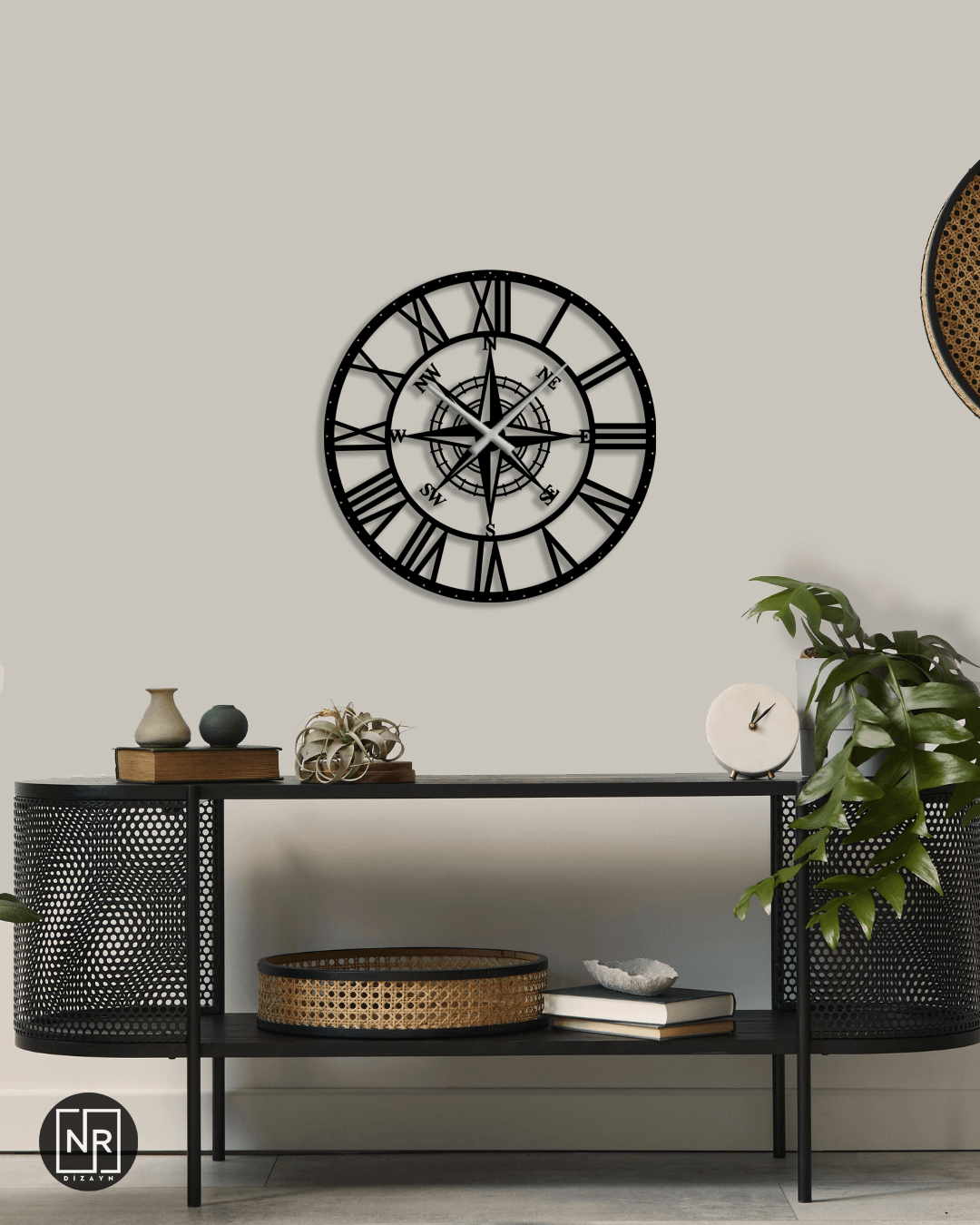 Decorative Compass Metal Wall Clock