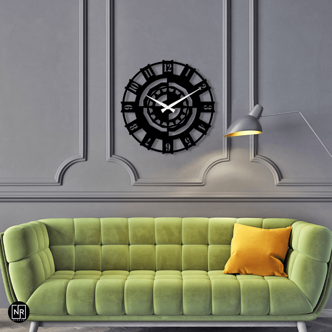 Decorative Metal Wall Clock with Mechanical Motif