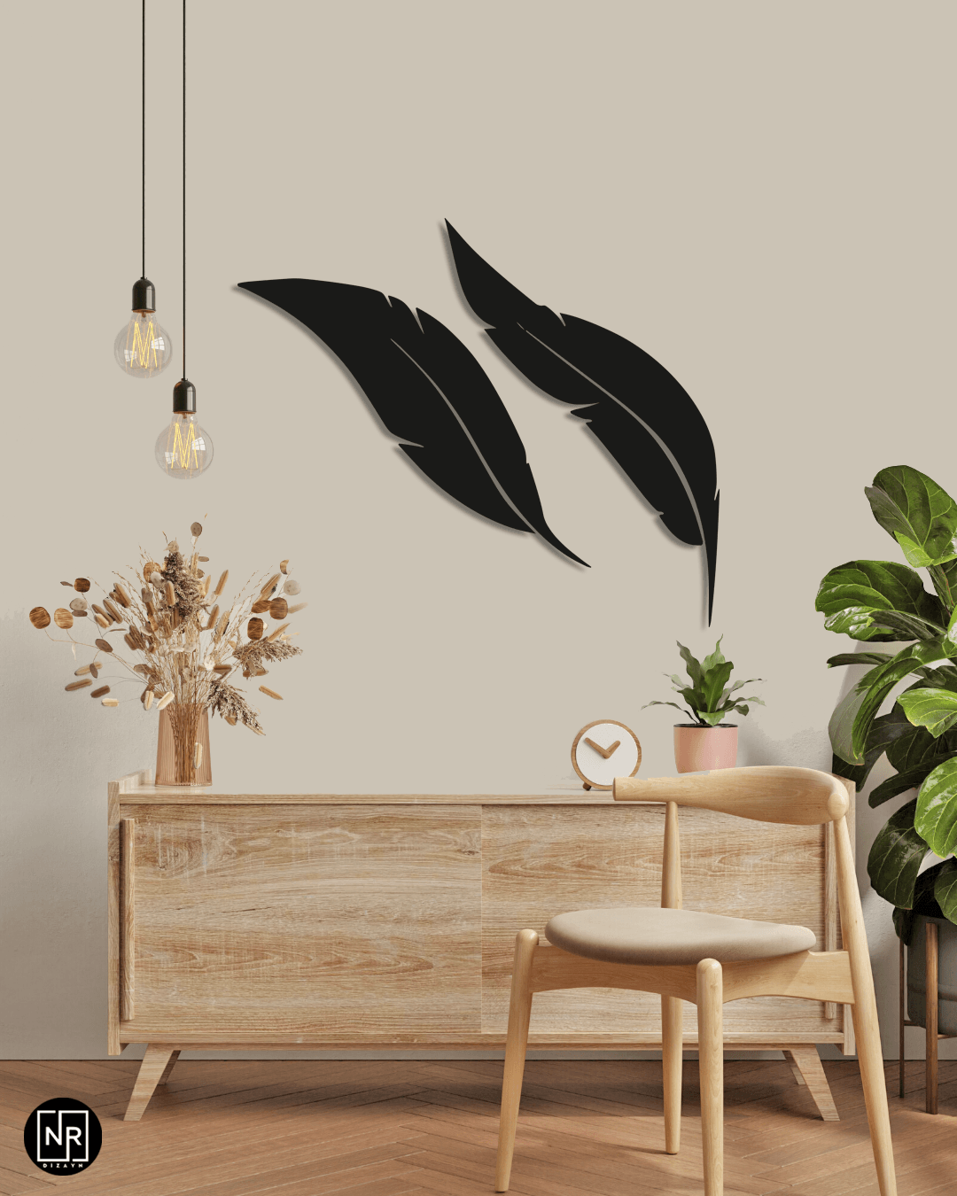 Bird Feather Decorative Metal Wall Painting