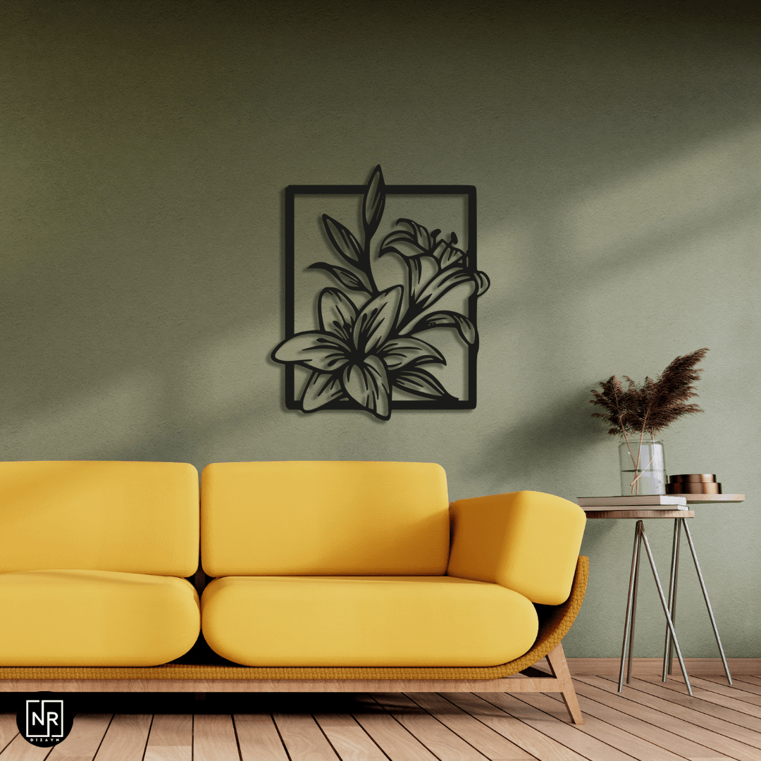 Decorative Metal Painting with Flower Motif