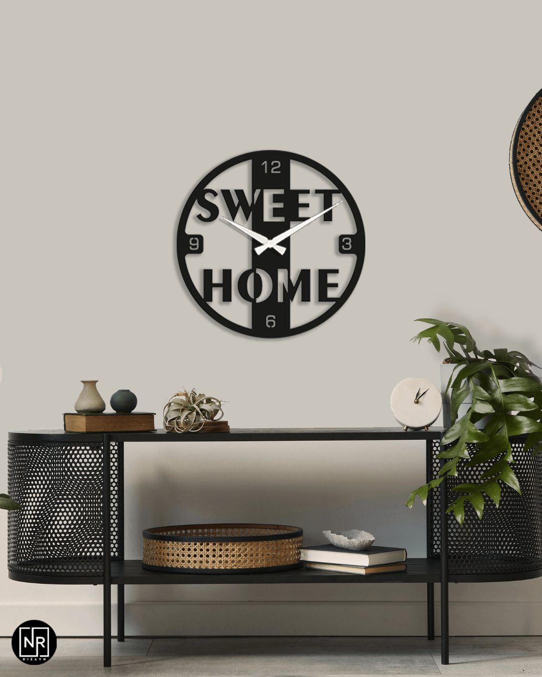 Sweet Home Metall-Wanduhr