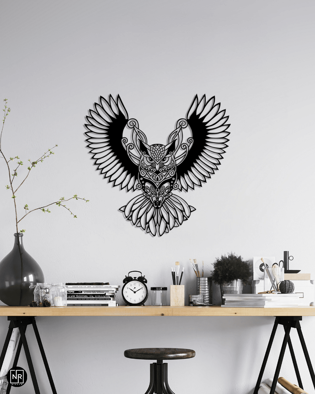 Owl Motif Decorative Metal Wall Art