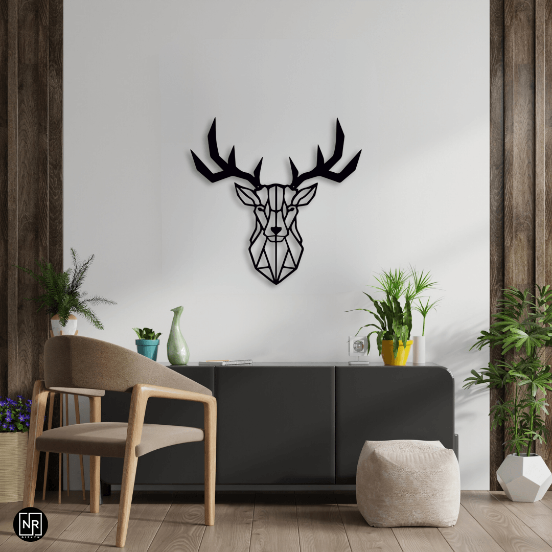 Deer Head Themed Metal Design Painting