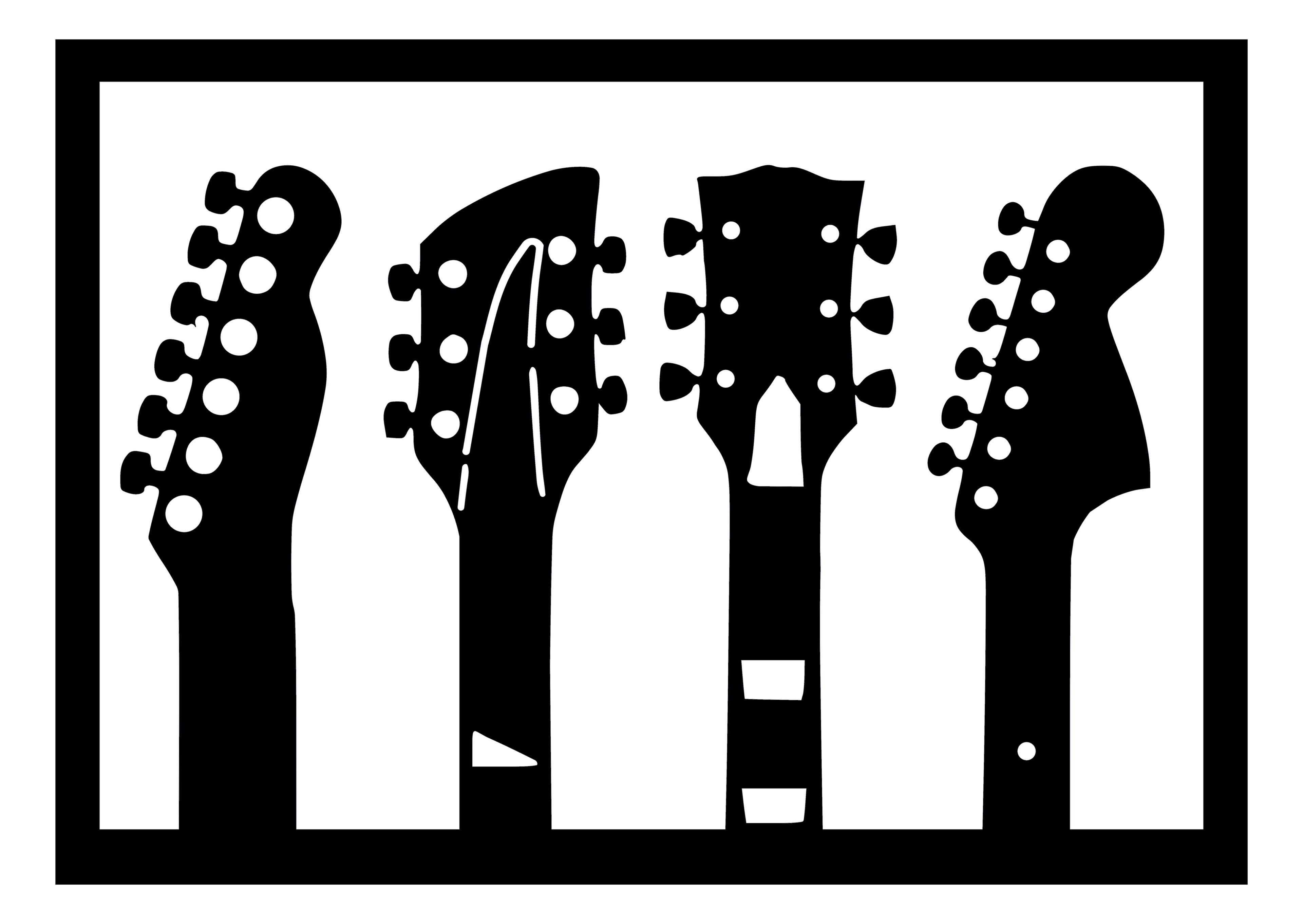 Set of 4 Guitar Decorative Metal Wall Art