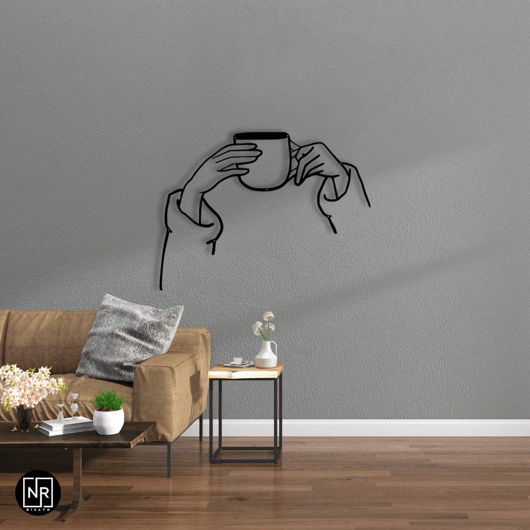 Cup in Hand Metal Wall Painting