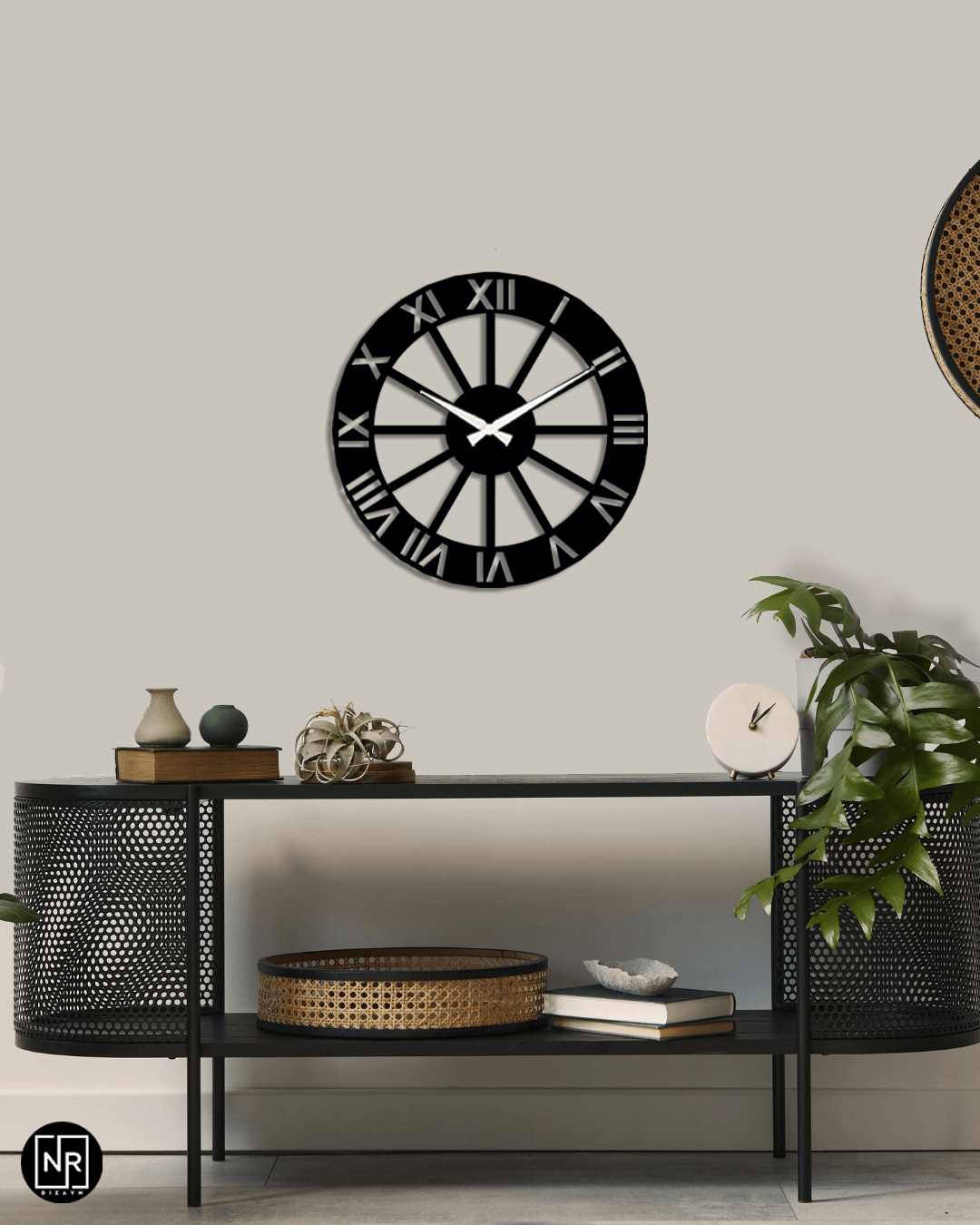 Classic Metal Wall Clock with Roman Numerals