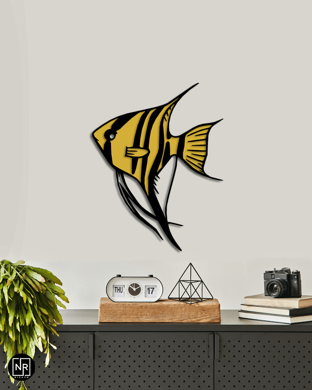 Striped Angelfish Decorative Metal Painting