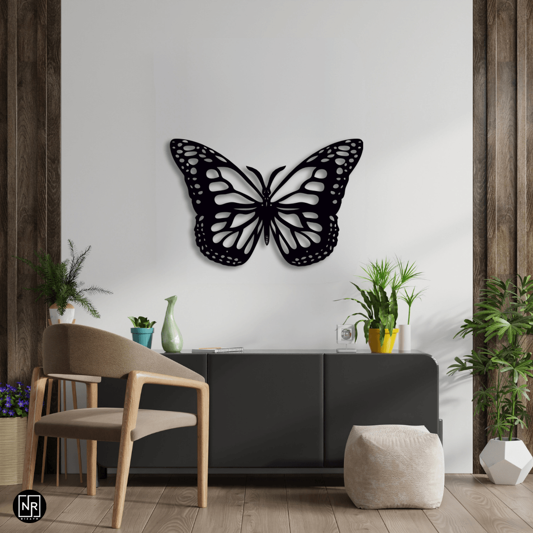 Metal Wall Painting with Butterfly Motif