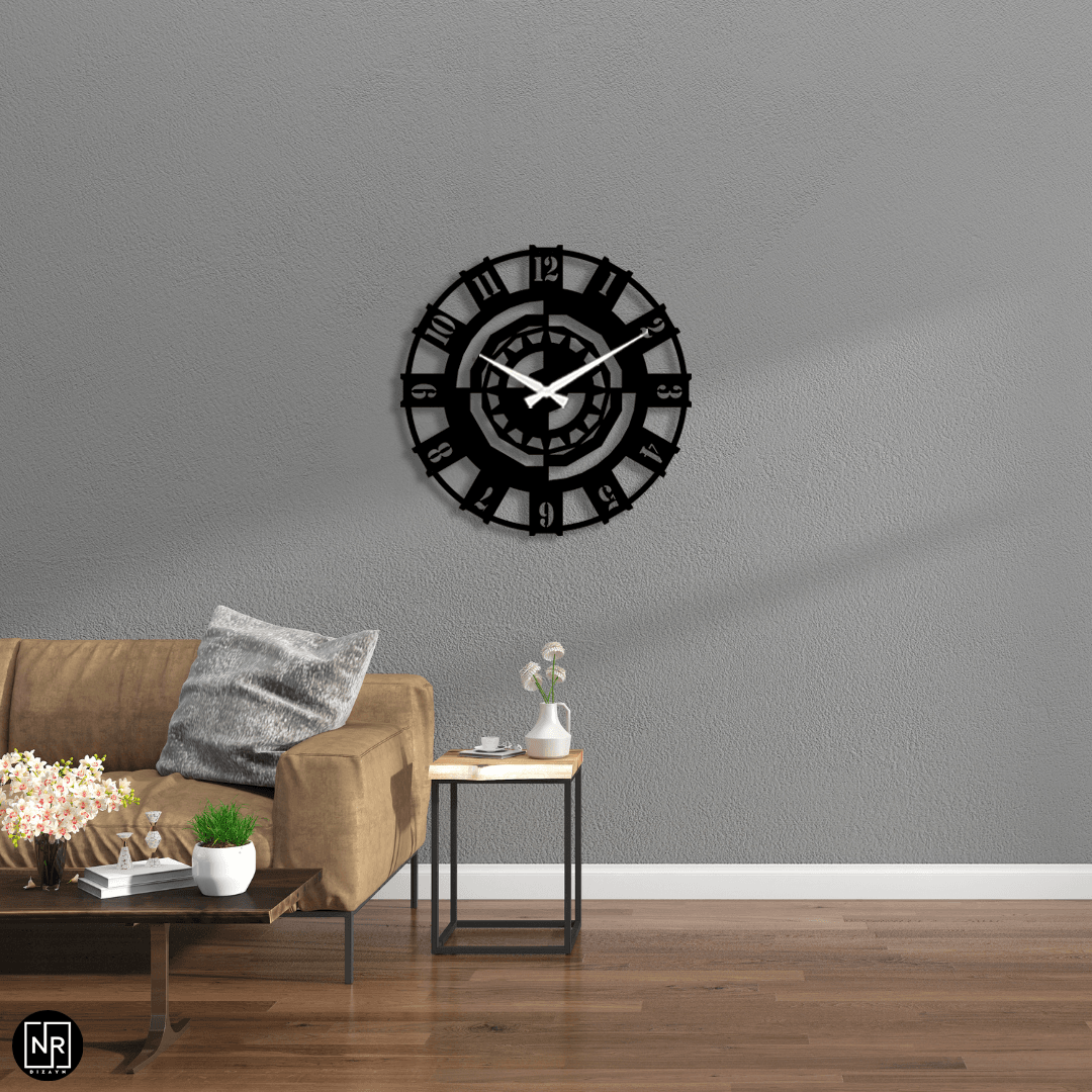 Decorative Metal Wall Clock with Mechanical Motif