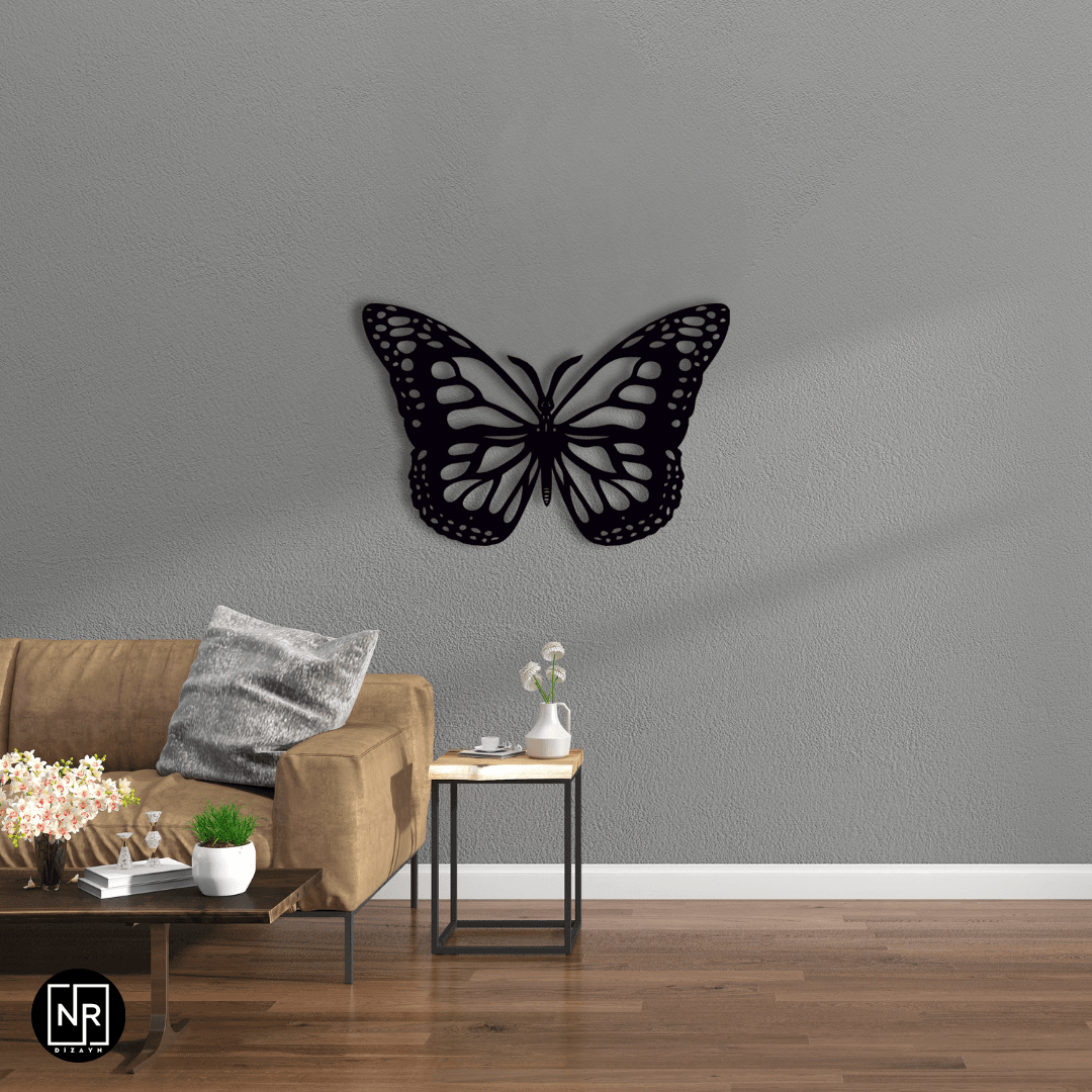 Metal Wall Painting with Butterfly Motif