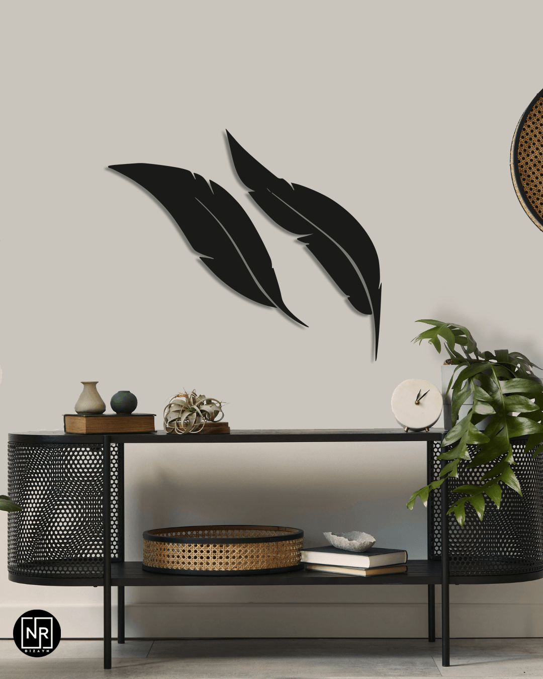 Bird Feather Decorative Metal Wall Painting