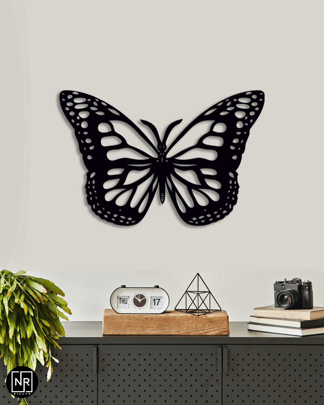 Metal Wall Painting with Butterfly Motif