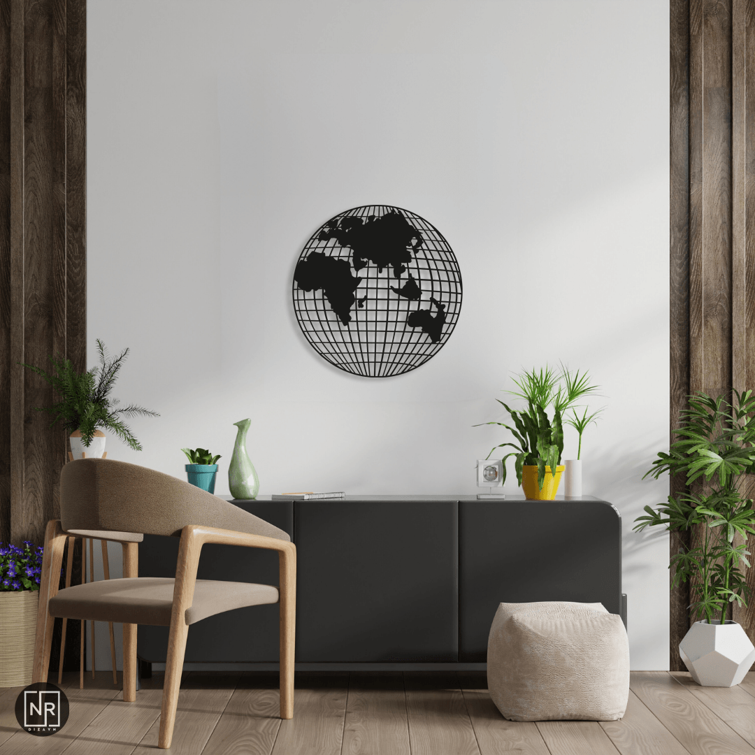 Dekorative Weltkarte Metall Wandbild