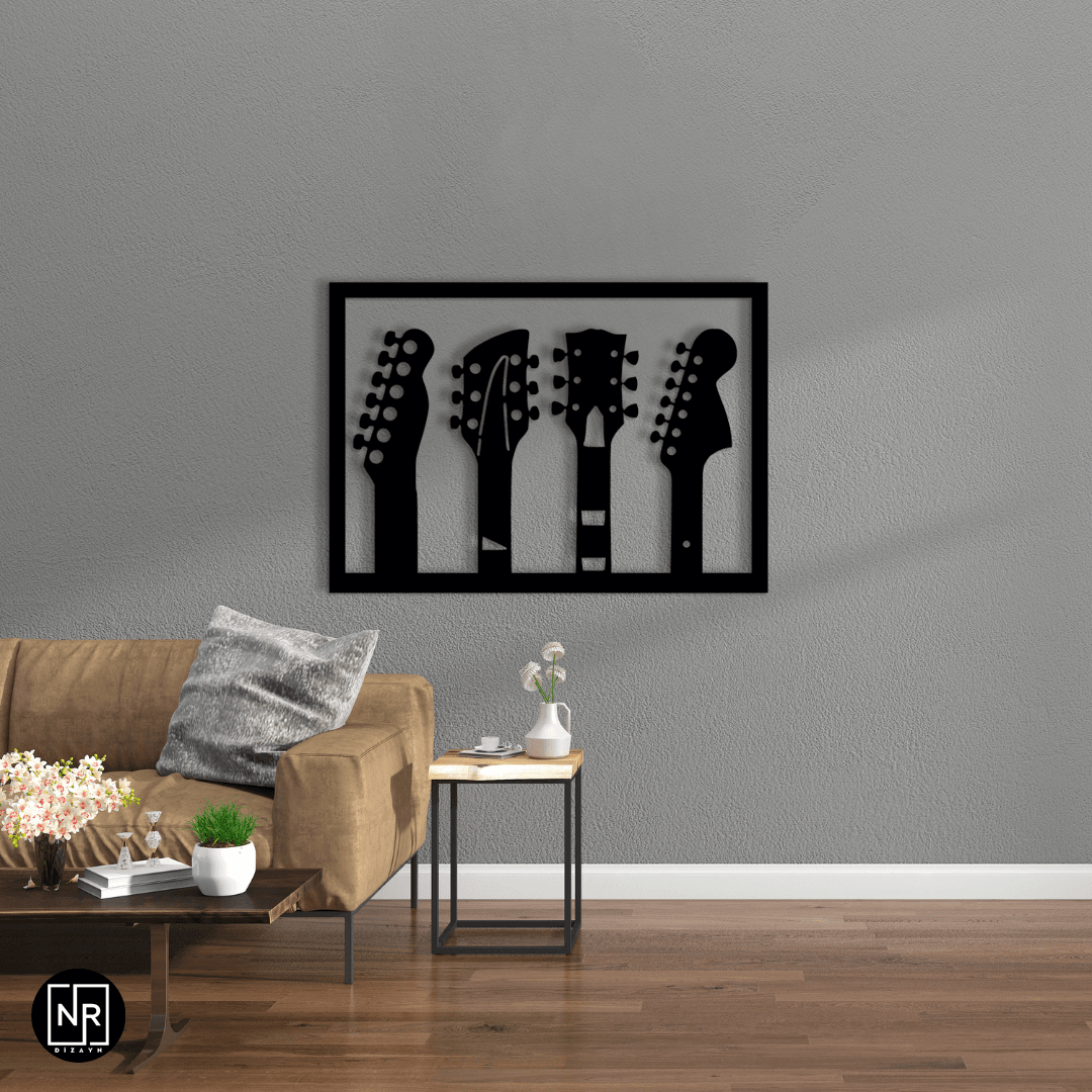 Set of 4 Guitar Decorative Metal Wall Art