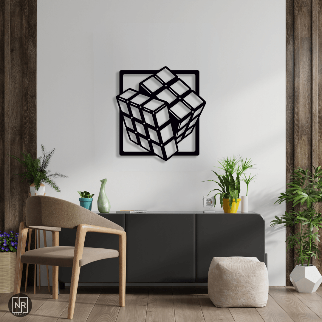 Rubiks Cube Decorative Metal Painting