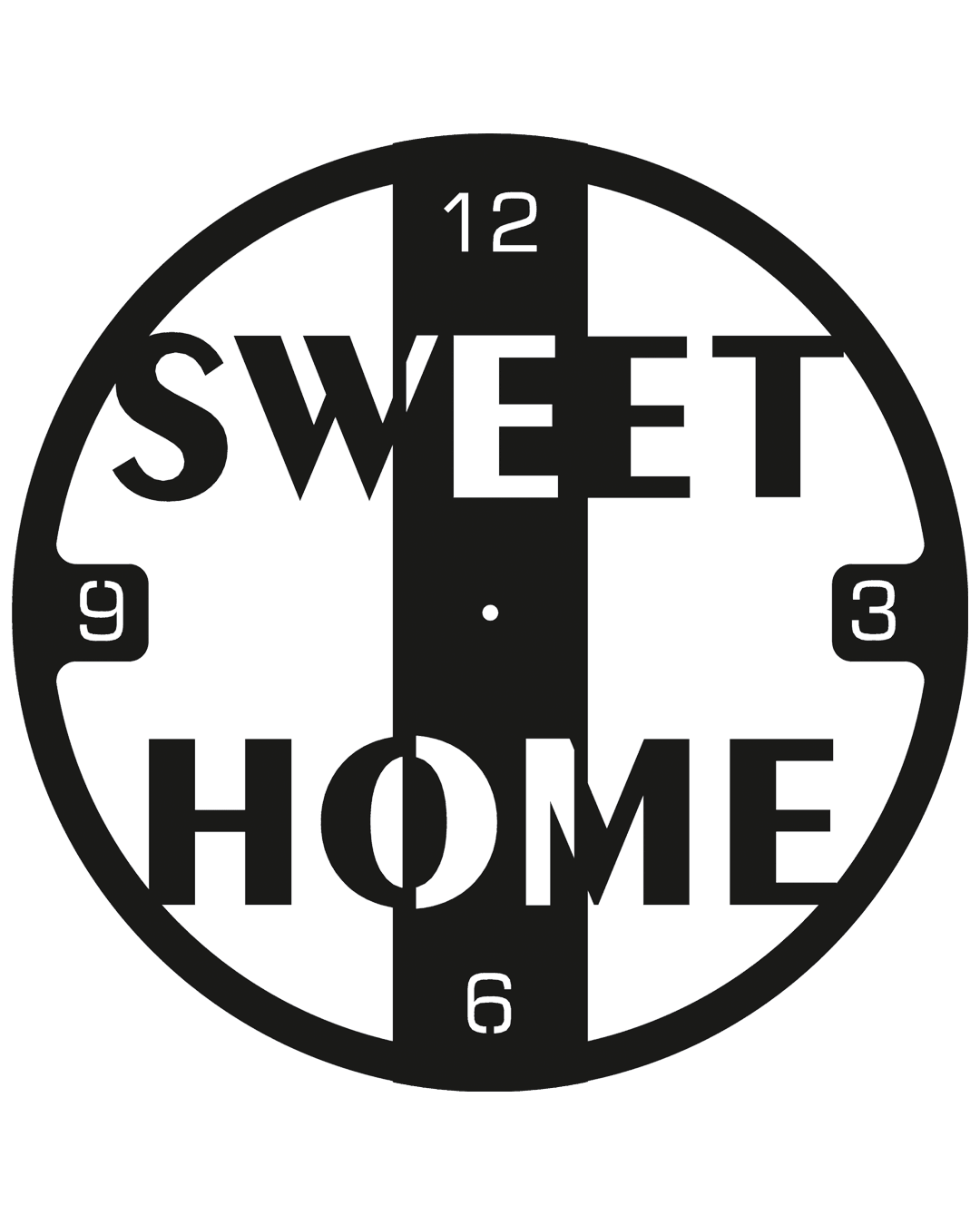 Sweet Home Metall-Wanduhr