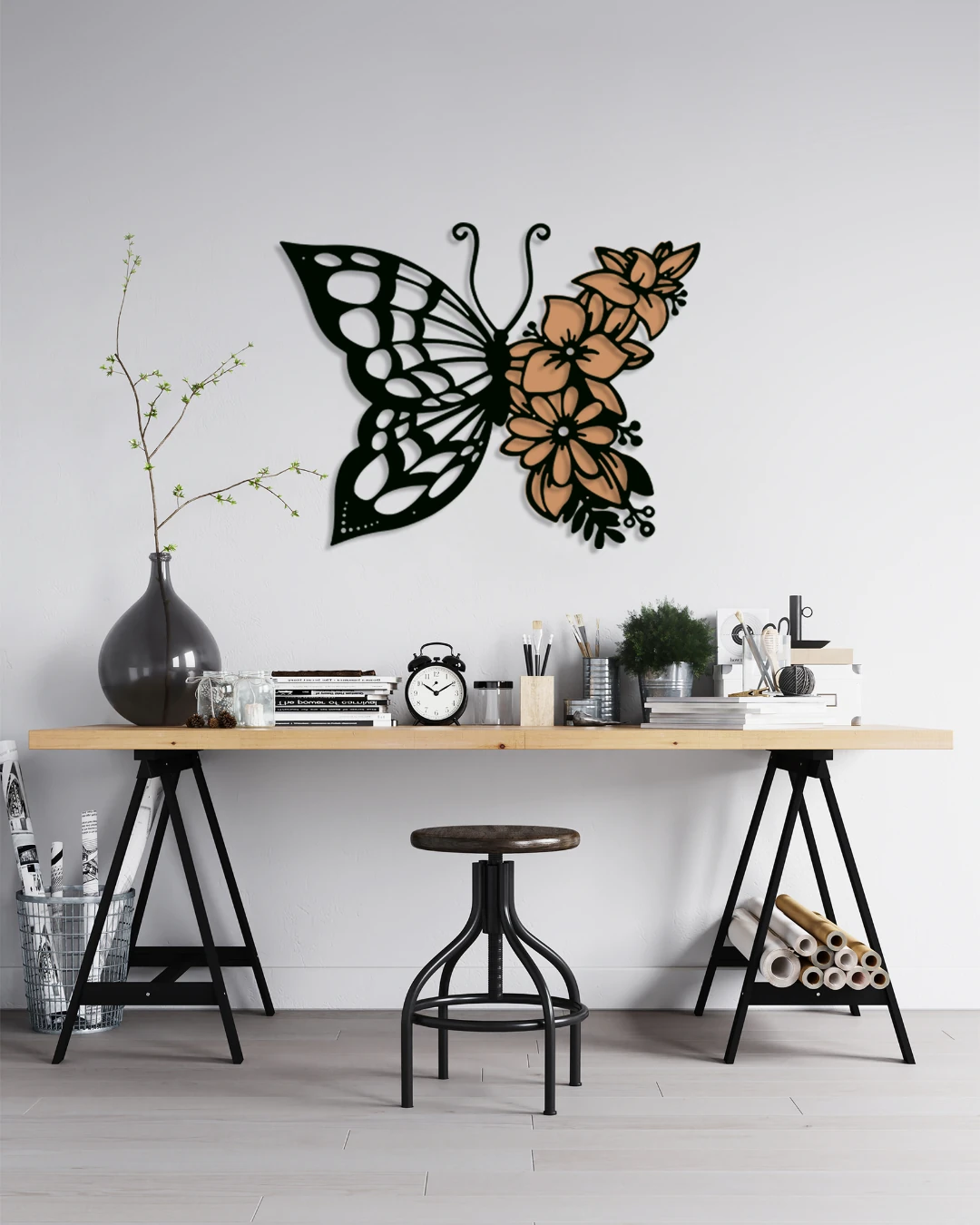 Luna Papillon Metal  Duvar Tablosu