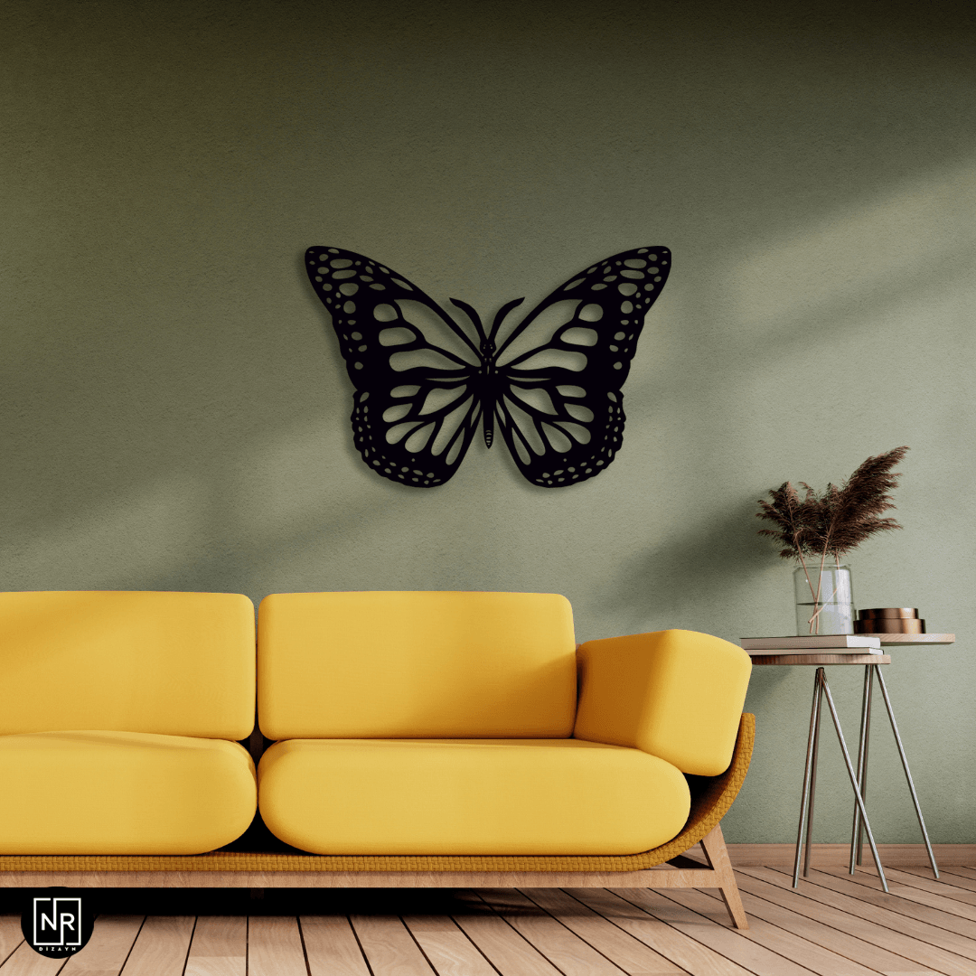 Metal Wall Painting with Butterfly Motif