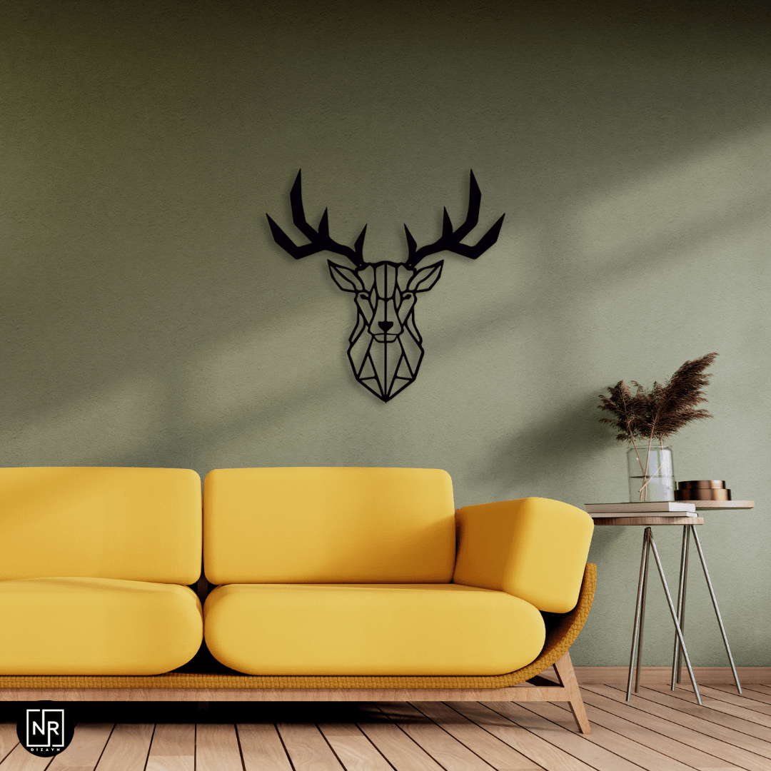 Deer Head Themed Metal Design Painting