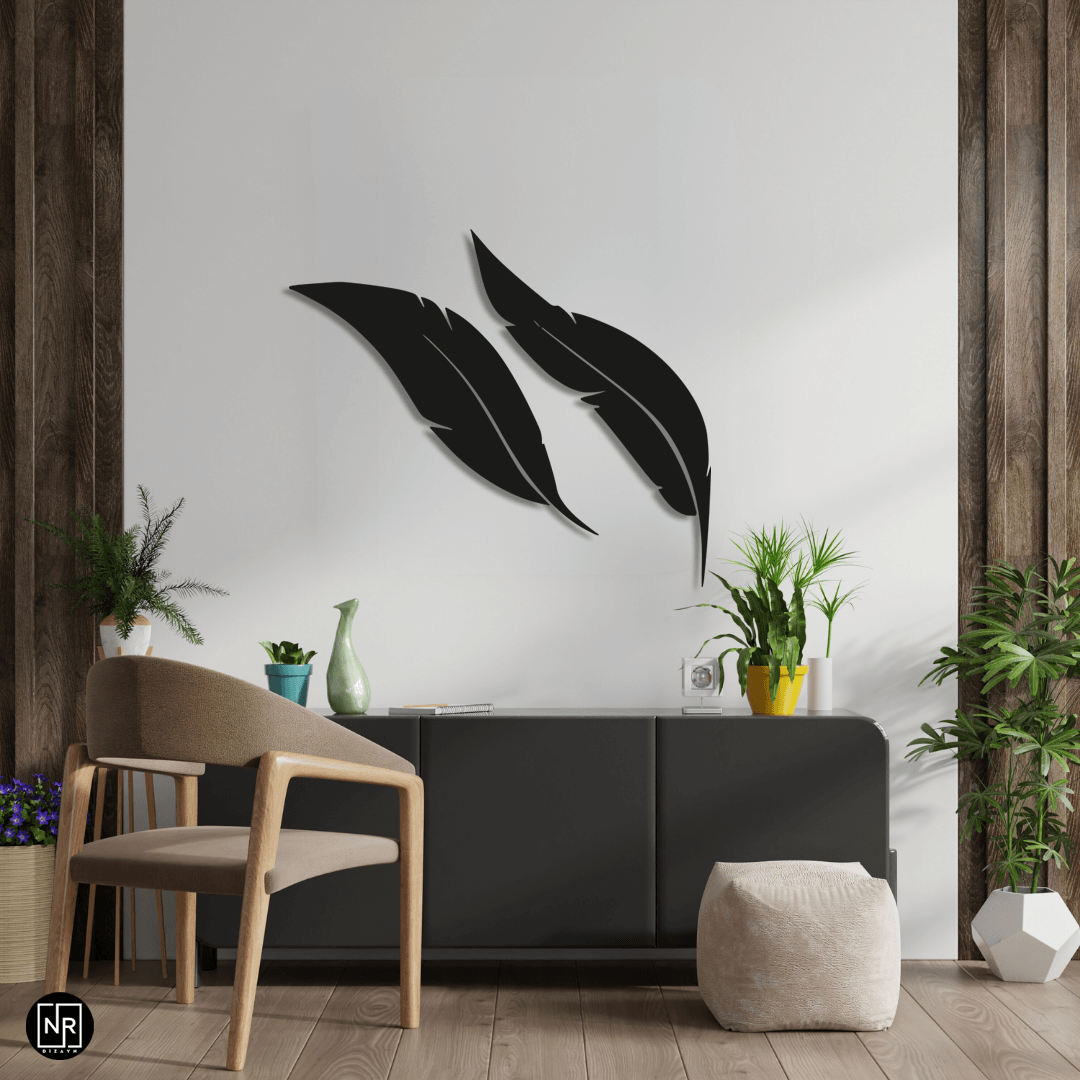 Bird Feather Decorative Metal Wall Painting