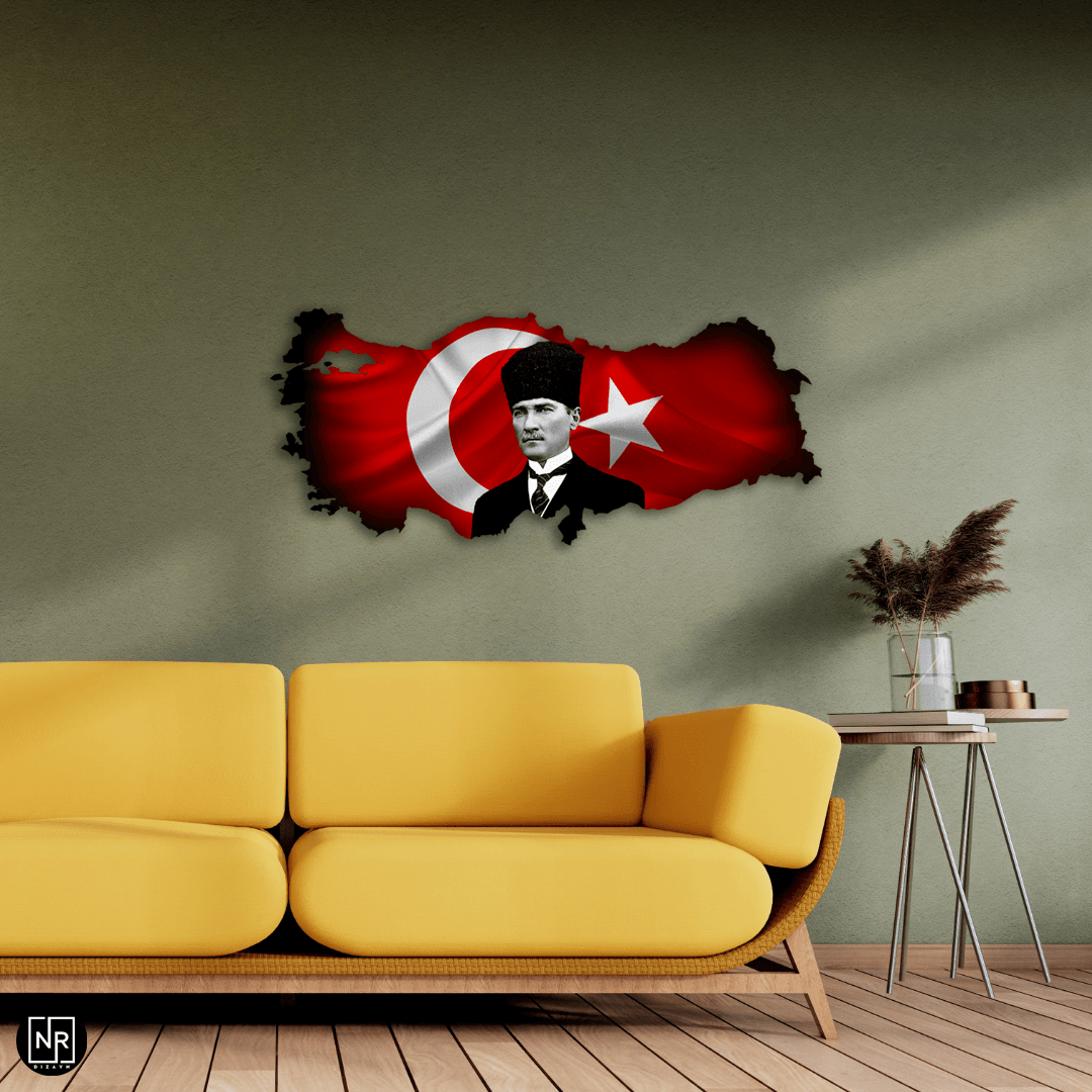 Dekoratives Metallwandbild mit Atatürk-Porträt